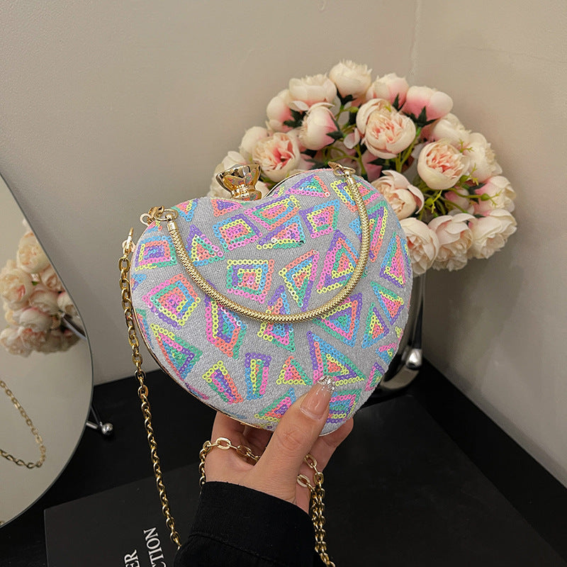 Wholesale Sequined patchwork hand-held clip buckle shell bag crossbody bag