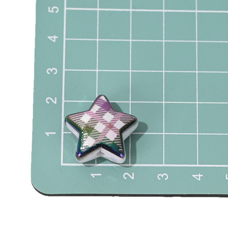 Wholesale 5pcs/pack   Checkered five-pointed star scattered beads  Acrylic Beads