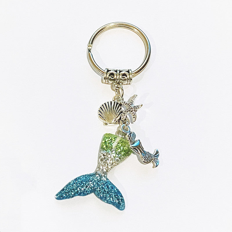 Wholesale Alloy Mermaid Starfish Keychain