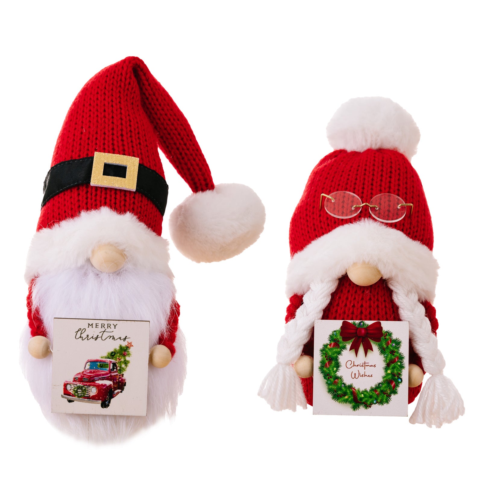 Wholesale Christmas Decorations Christmas Fur Ball Knitted Hat Doll Ornaments