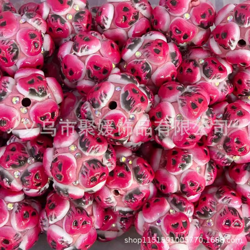 Wholesale 20pcs  Ghost Head Wearable Straight Hole 3D Focal Beads
