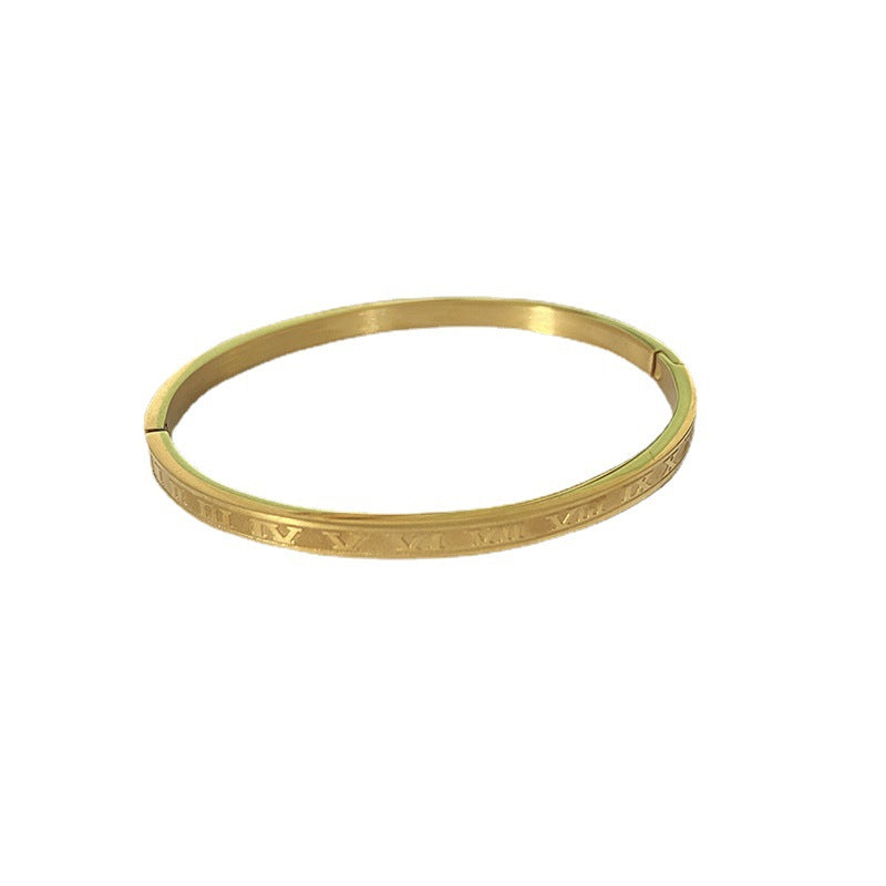 Wholesale Roman Numeral Open Titanium Steel Bracelet