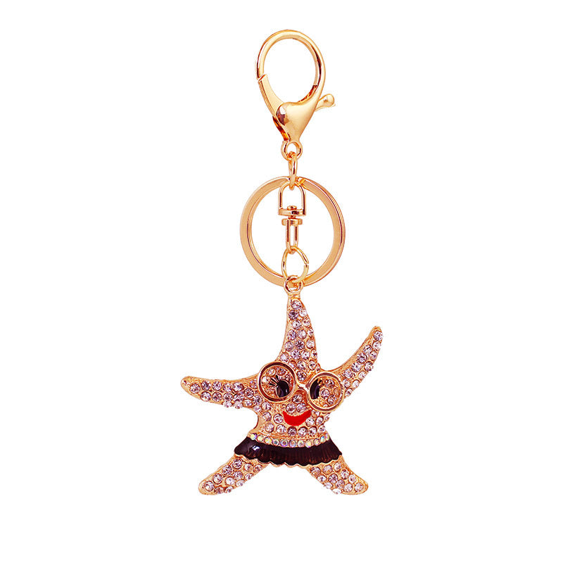 Wholesale Colorful Starfish Sea Animal Alloy Keychain