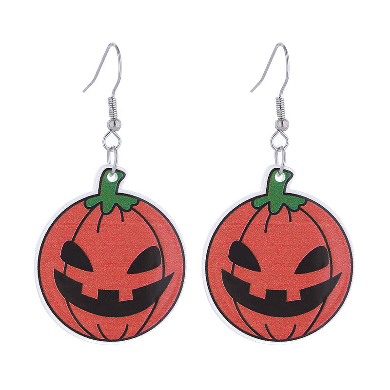 Wholesale Acrylic Pumpkin Head Luminous Earrings