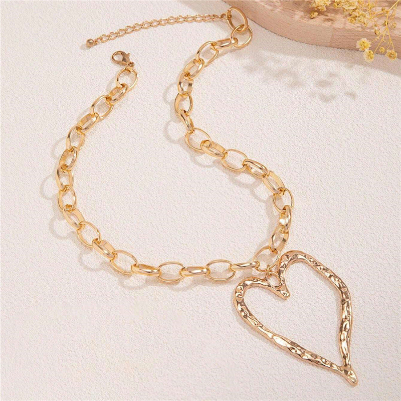 Wholesale Valentine' s Day thick chain big heart pendant necklace