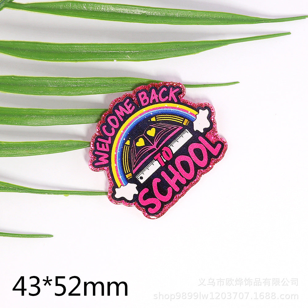 Wholesale 10pcs Loose Powder Cartoon Teacher Stationery Acrylic Pin Cute DIY Patch