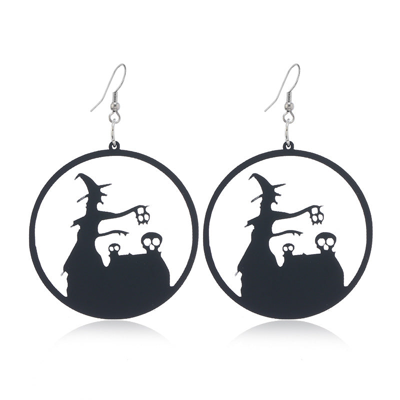Wholesale New Acrylic Pumpkin Bat Cut-out Earrings for Halloween