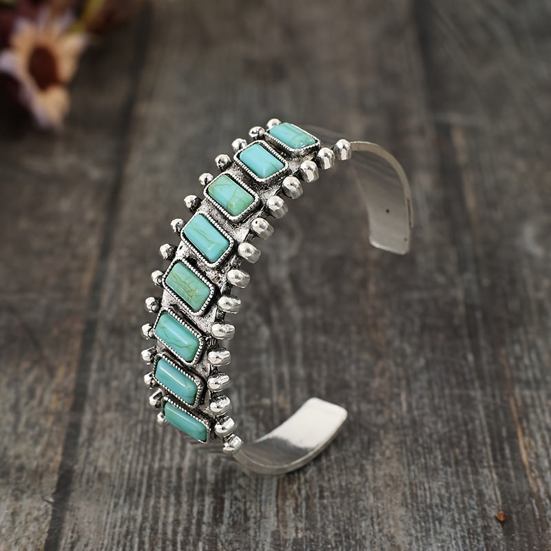 Wholesale Bohemian Style Turquoise Vintage Pattern Open Bracelet