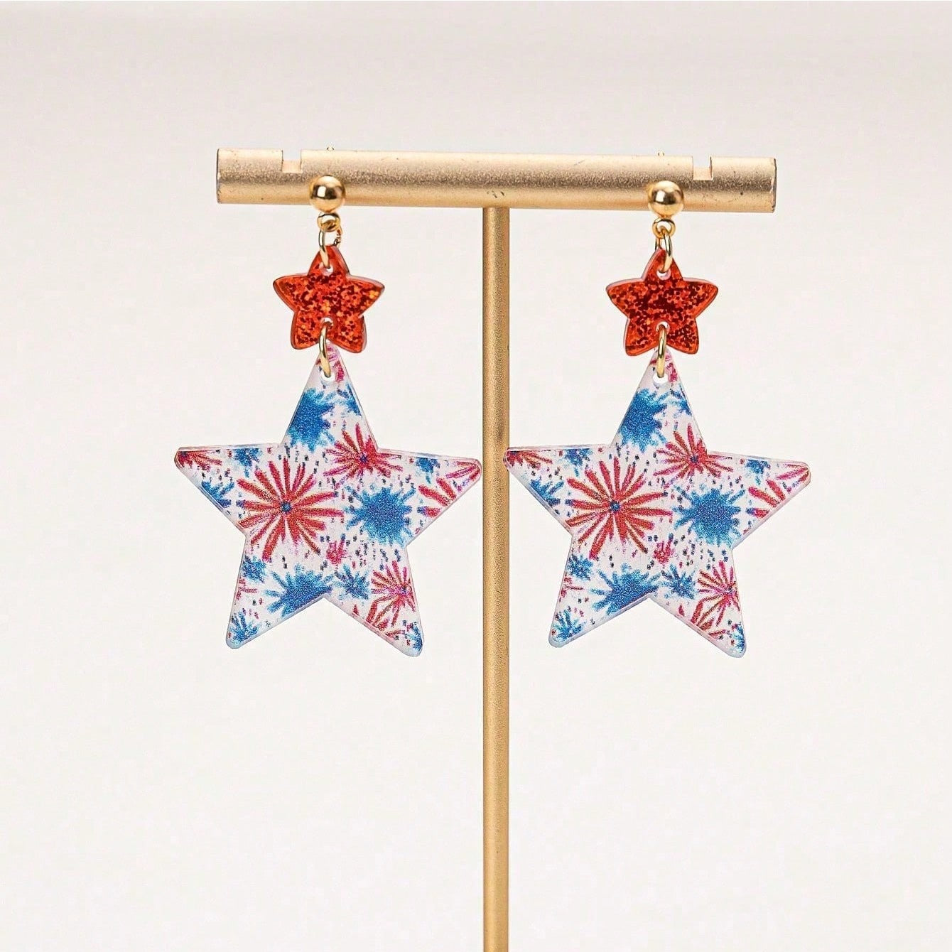 Wholesale American Independence Day Series Earrings Red White Blue Pentagram Earrings American National Day Earrings