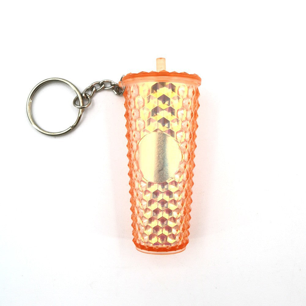 Wholesale Diamond Durian Cup Keychain American Colorful Gradient Durian Cup Pendant Straw Diamond Cup Hanging Ornament