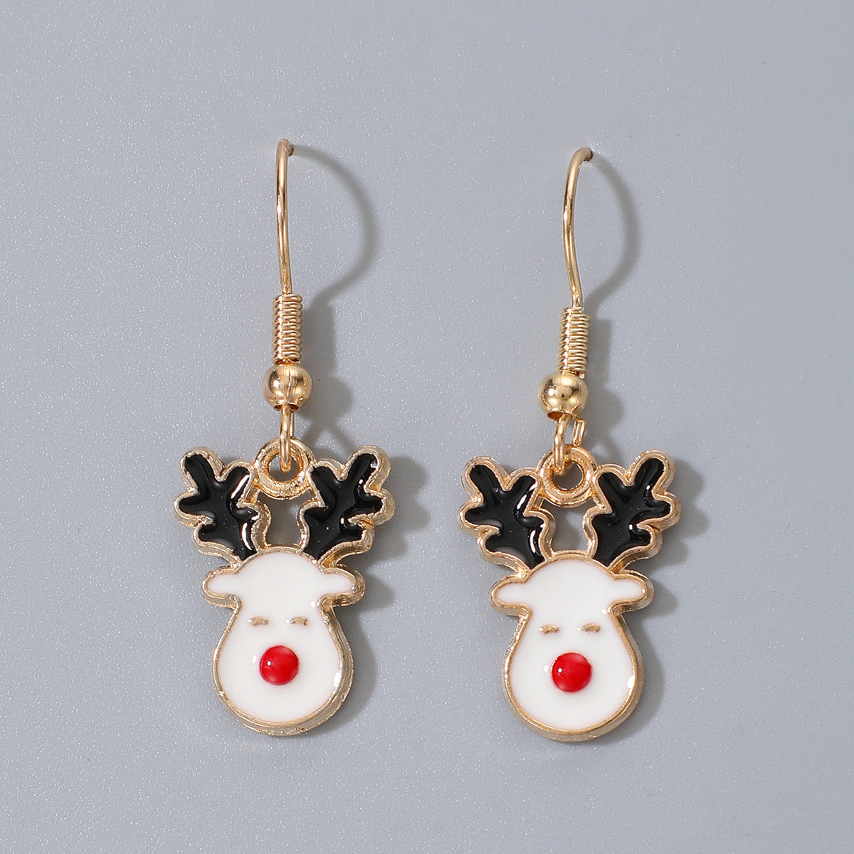 Wholesale Christmas Snowman Elk Candy Santa Claus Alloy Earrings