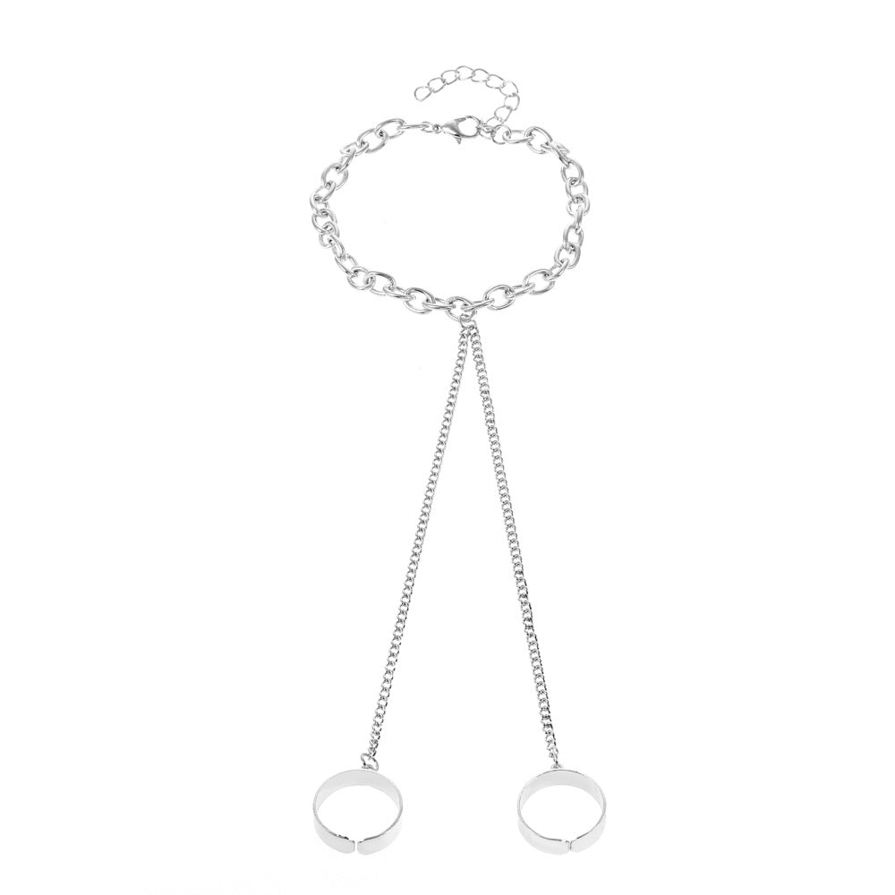 Wholesale Butterfly Heart Pearl Mitten Ring Alloy Bracelet