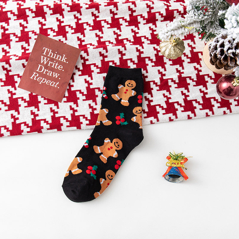Wholesale Christmas Girl Medium Tube Cute Student Cartoon Autumn and Winter Cotton Socks