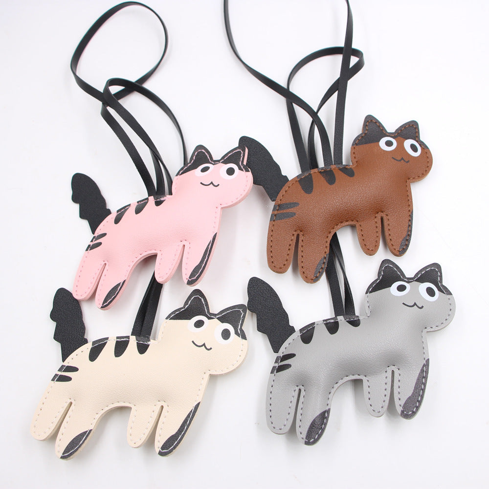 Wholesale Artificial Leather Cute Kitten Bag Charm Japan Style Fashion Pendant Gift