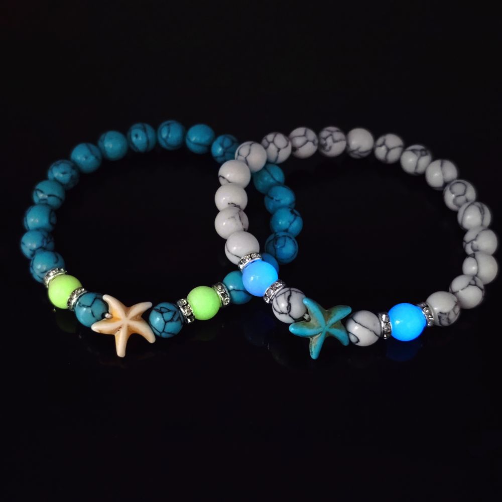 Wholesale Glow Starfish Boho Turquoise Luminous Bracelet
