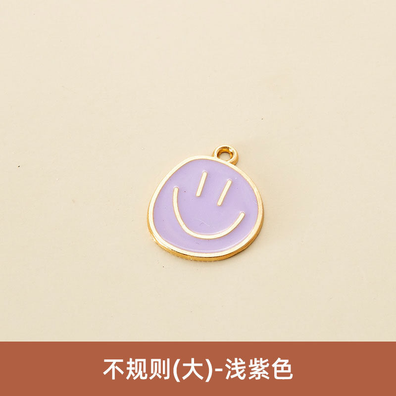 Wholesale Oil Drop Pendant Asymmetrical Funny Smiley Face Pendant Earrings Necklace Personality Pendant DIY Jewelry Accessories