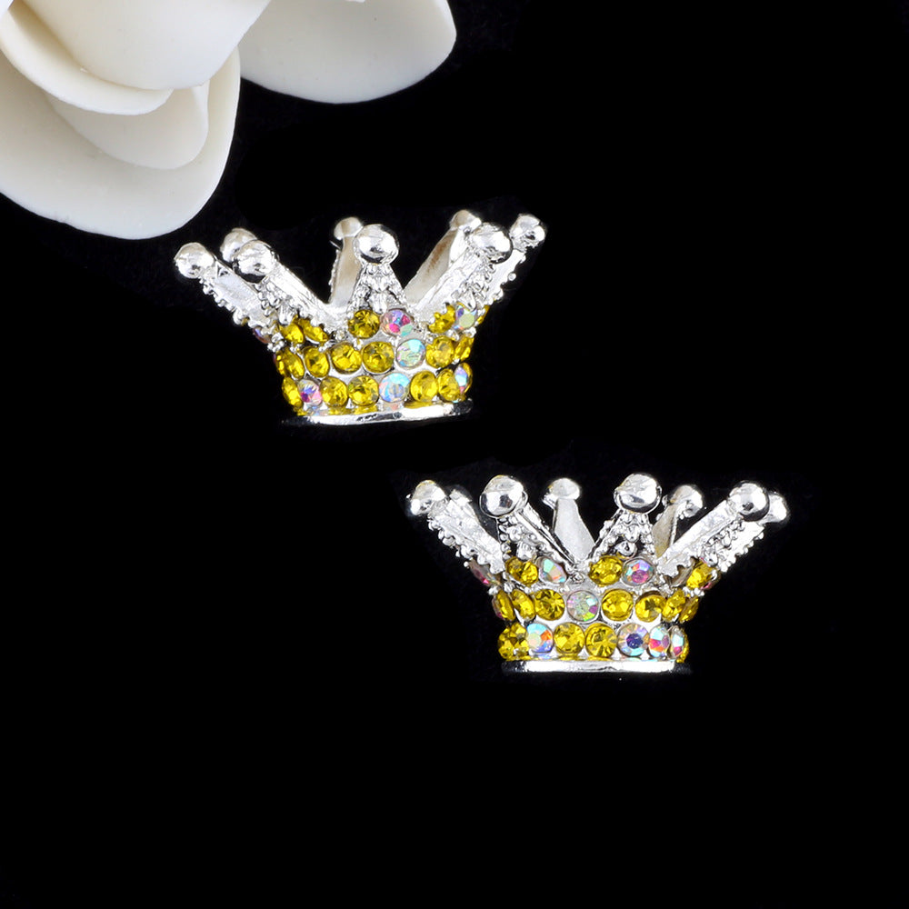 Wholesale 5pcs Colorful crown torus DIY spacer beads alloy full diamond