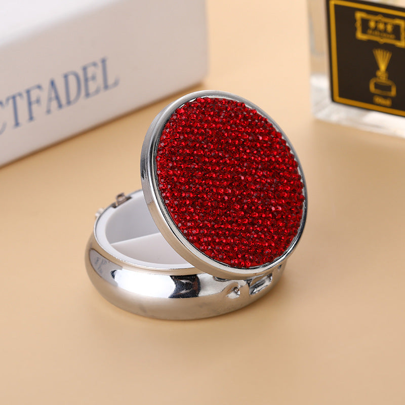 Wholesale Diamond-encrusted Round Three-compartment Metal Pill Box