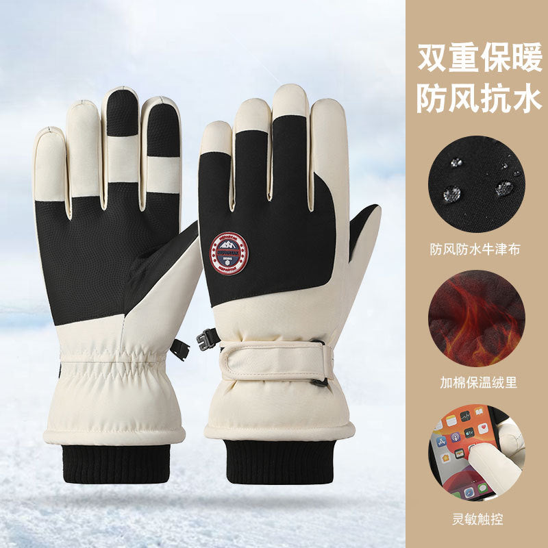Wholesale Oxford Cloth Outdoor Ski Non-slip Plus Fleece Thickened Warm Waterproof Touch Screen Gloves