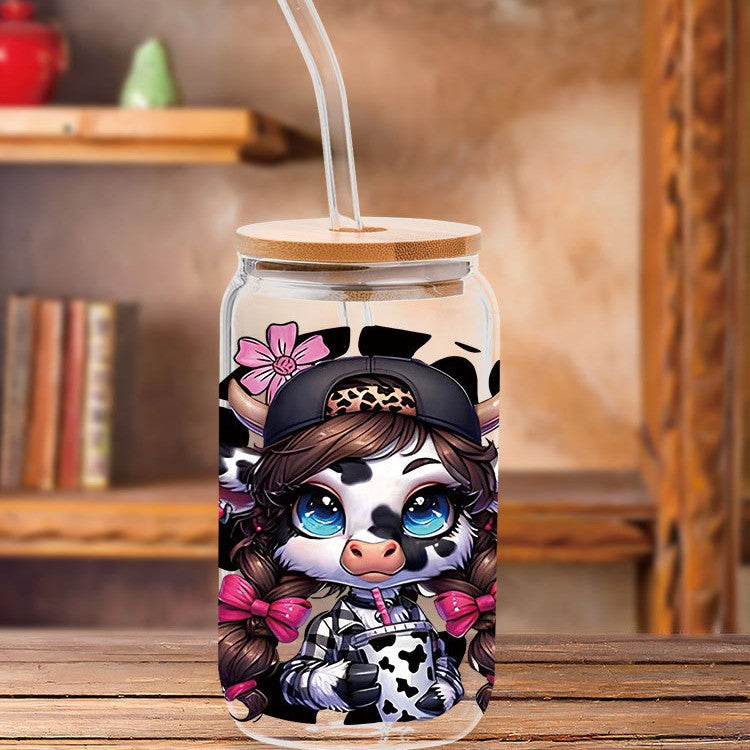 Wholesale Love Bow Cow 16oz Cup UV DTF Wraps