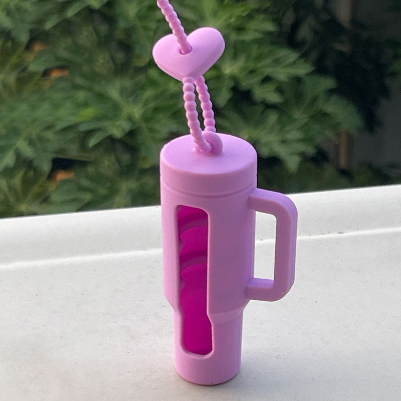 Wholesale Lipstick case silicone protective case bow lipstick bag keychain