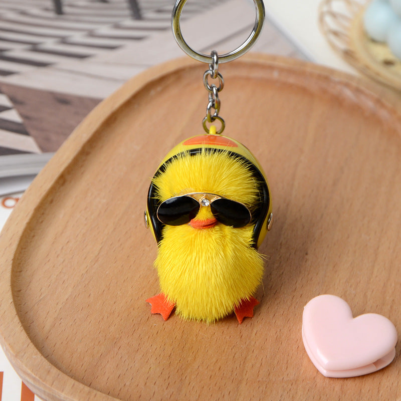 Wholesale Mini Yellow Duck Fur Keychains