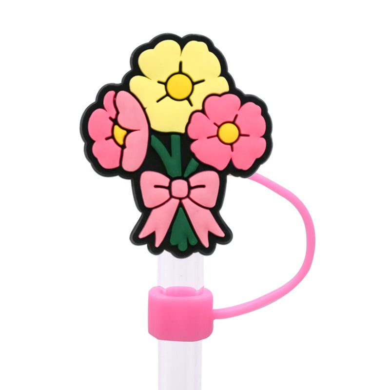 Wholesale  Random 100pcs/pack  Mother' s Day dust plug straw cap   Straw Tube Cap