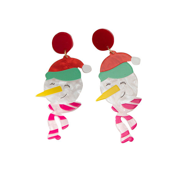 Wholesale Christmas Cartoon Snowman Acrylic Earrings