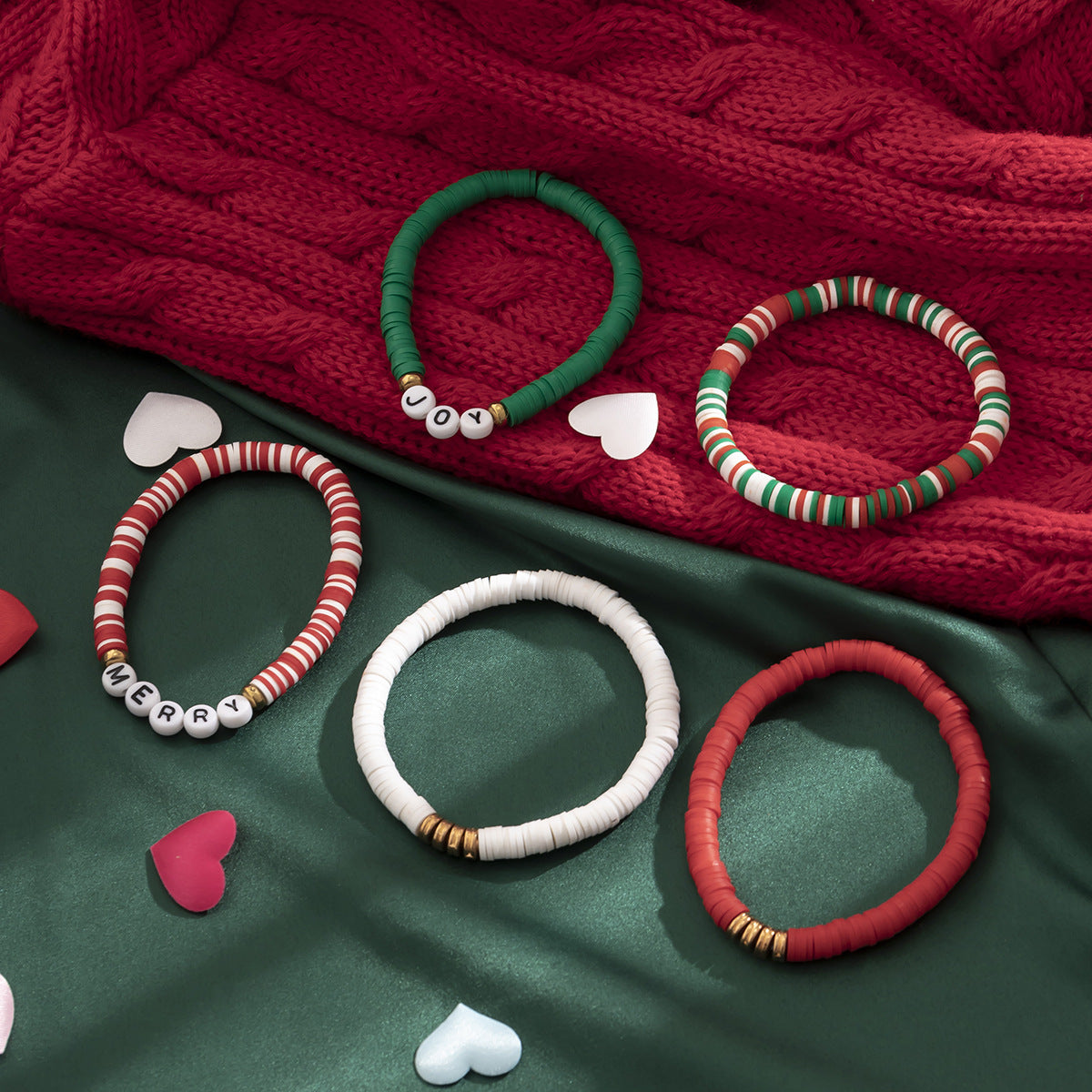 Wholesale Colorful letter Christmas Clay Bead Necklaces