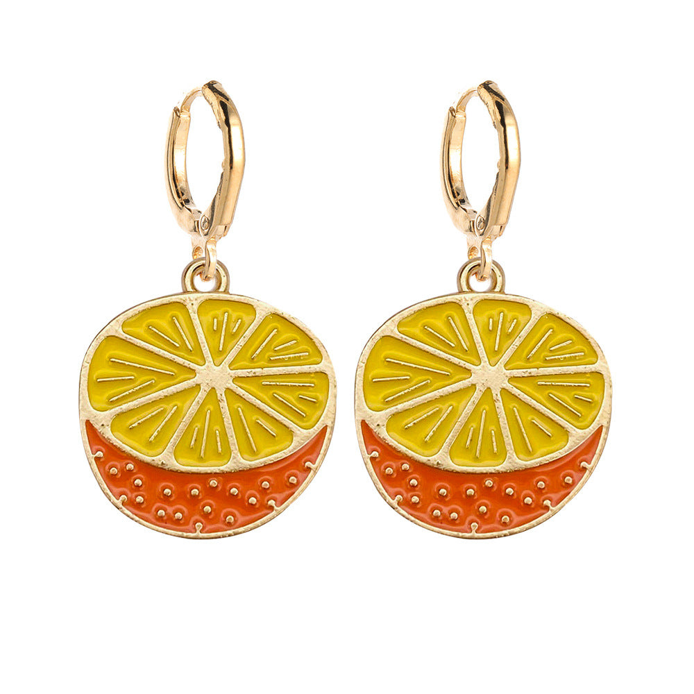 Wholesale Fruit Earrings Lemon Avocado Strawberry Oil Drop Earrings