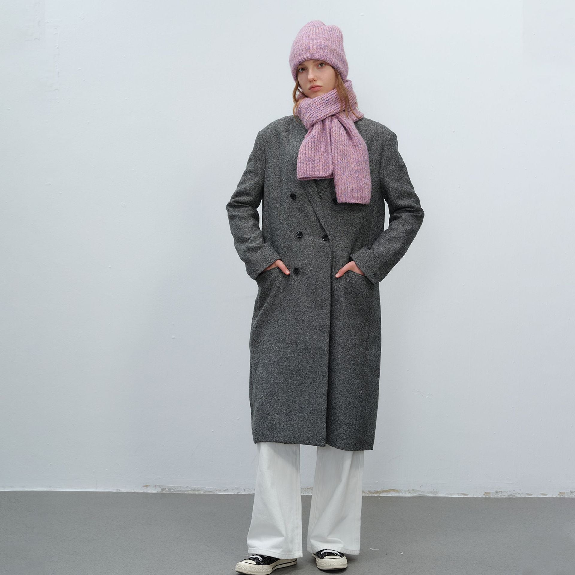 Wholesale Autumn and Winter Thickened Warm Mixed Color Knitted Hat and Scarf Two-piece Set