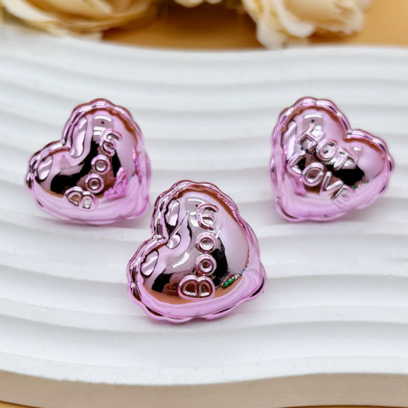 Wholesale 20pcs Acrylic Uv Plated Metal Christmas Balloon Heart  Crystal Beads