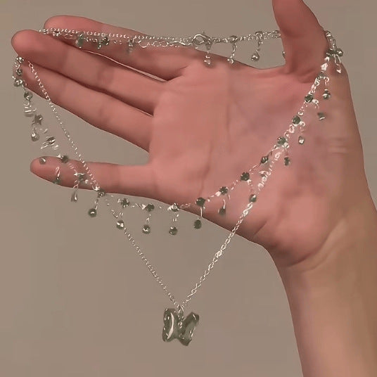 Wholesale Planet Love Butterfly Knot Diamond Pearl Bead Necklace