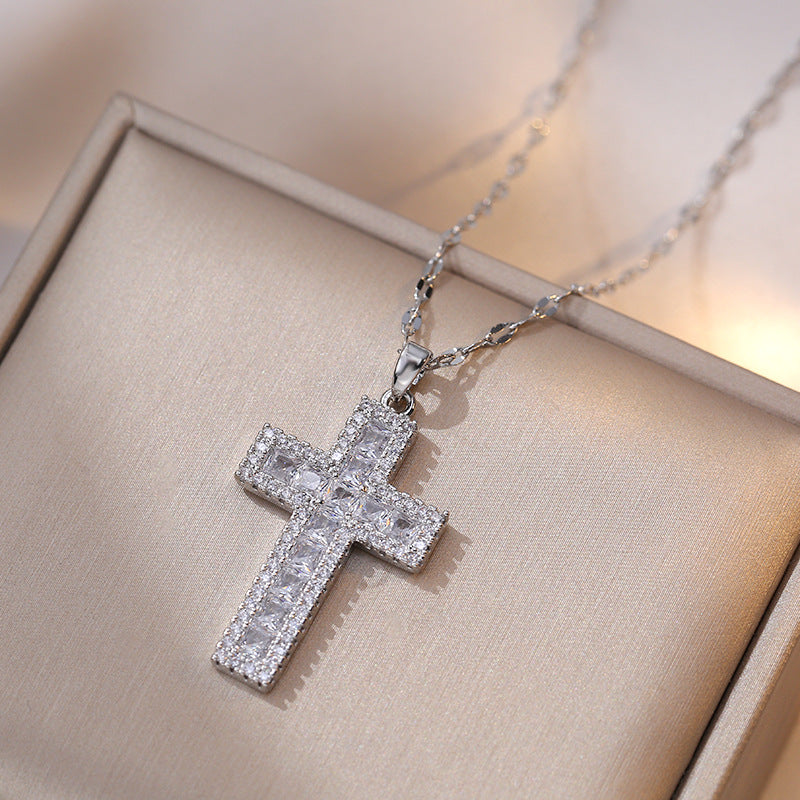 Wholesale Zirconia Cross Design Pendant Necklace