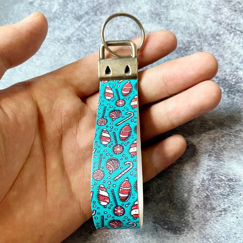 Llavero de pulsera de cuero de Navidad al por mayor