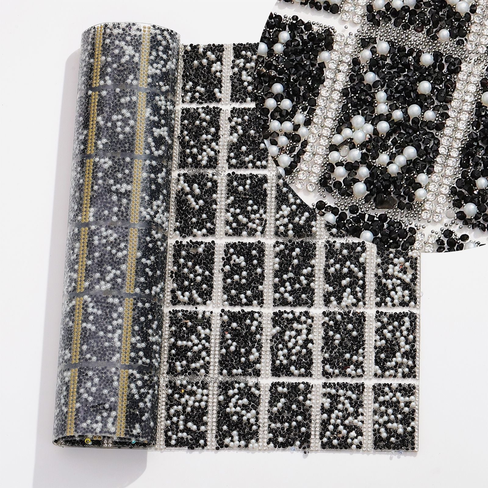 Wholesale DIY pen clothing diamond nail table cushion pad pointed bottom diamond with pearl double-sided tape square diamond piece can for 84pcs pens