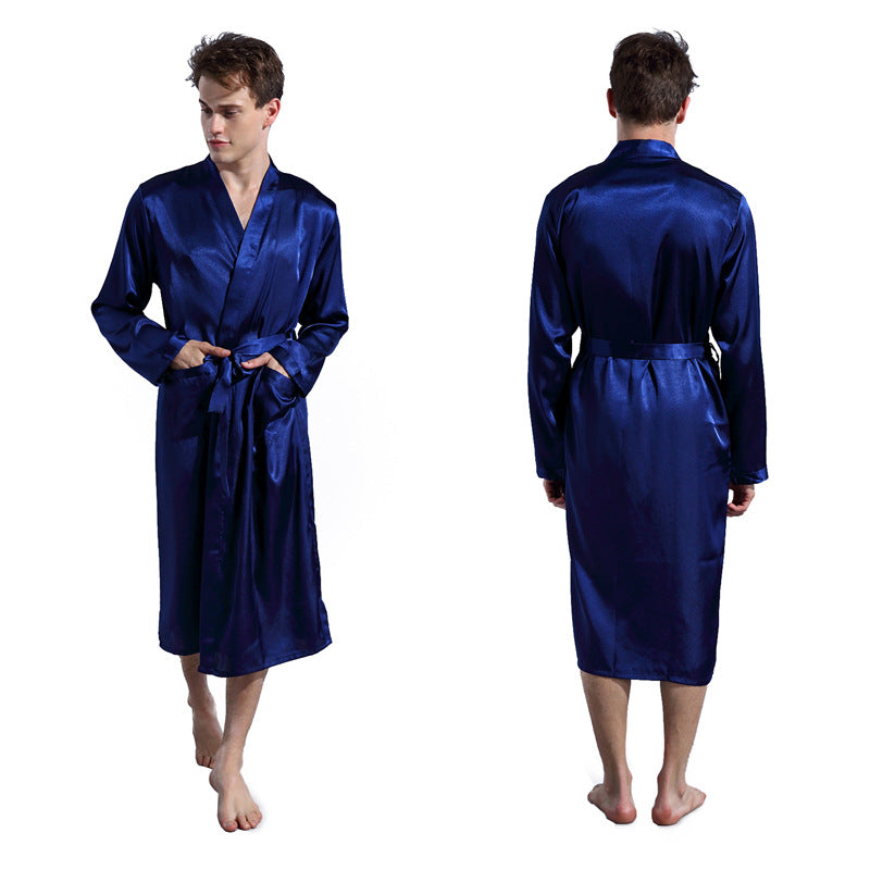 Wholesale Men's Solid Color Robe Cardigan Nightgown