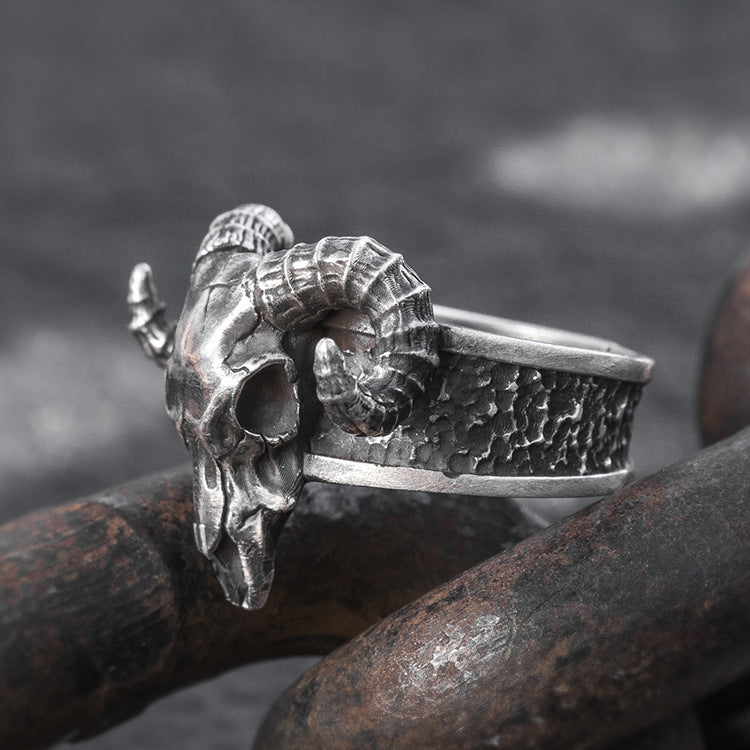 Wholesale Ram Horn Skull Metal Ring