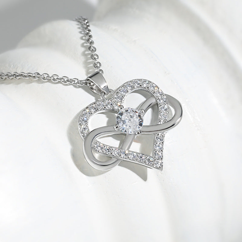 Wholesale 8-shaped infinity symbol zircon heart necklace