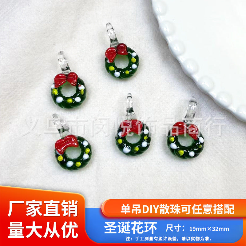 Wholesale 10pcs Snowman Christmas tree gingerbread man glass beads