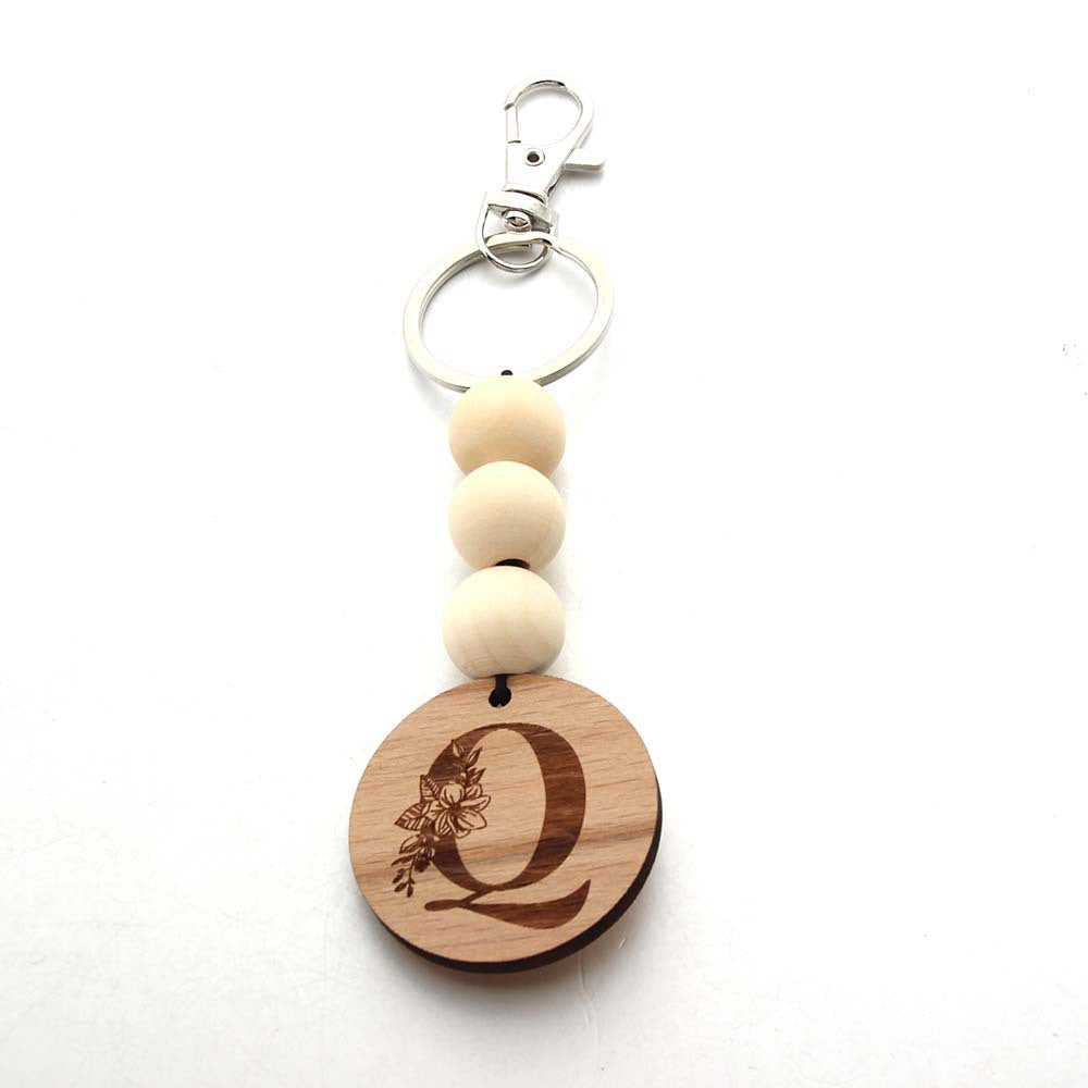 Wholesale Letter Bull Head Wooden Beads Wooden Tag Keychain
