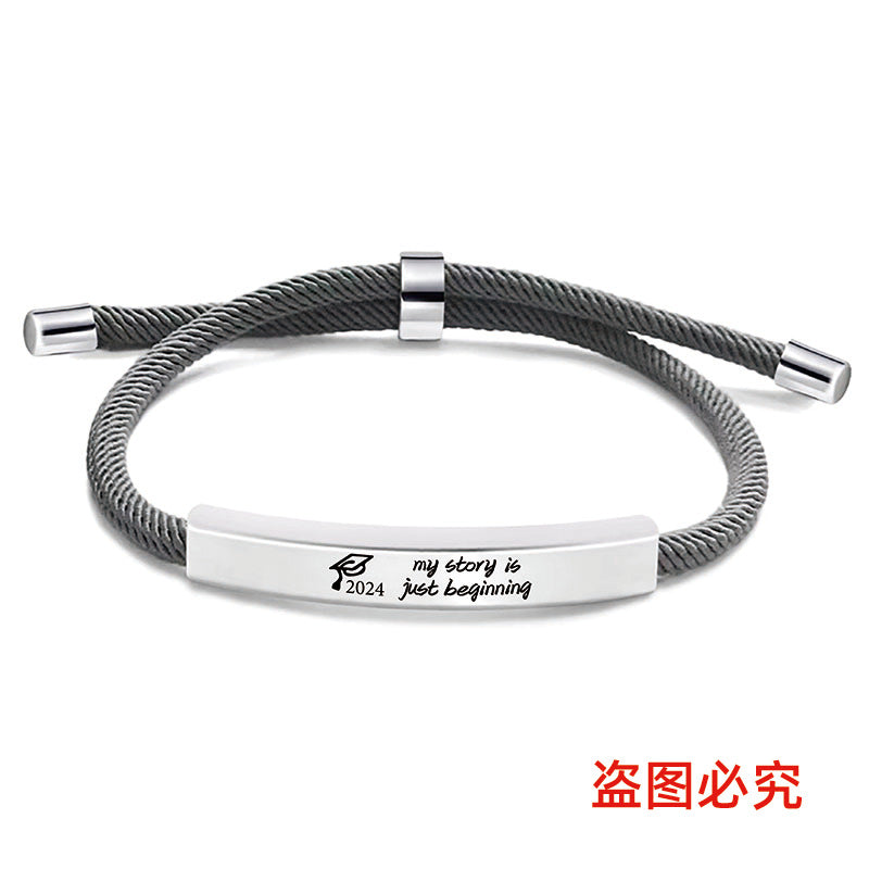 Wholesale Stainless Steel Braided 2024 Graduation Season Day Engraved Bracelet
