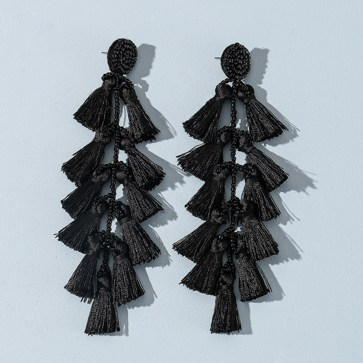 Wholesale Rice Beads Tassel Fabric Earrings