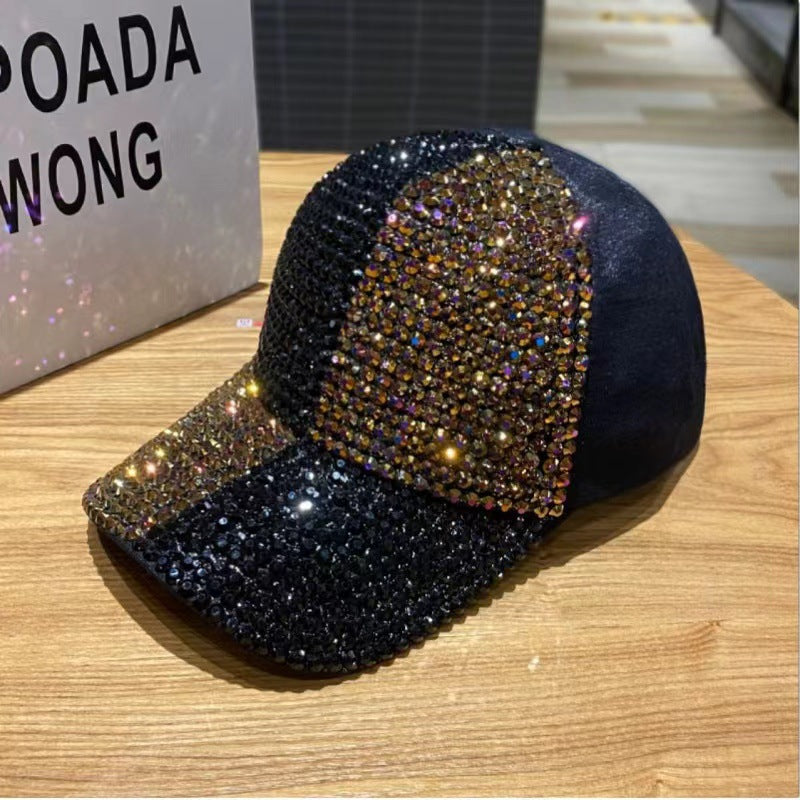 Wholesale Cotton Two-color Patchwork Diamond Studded Baseball Caps