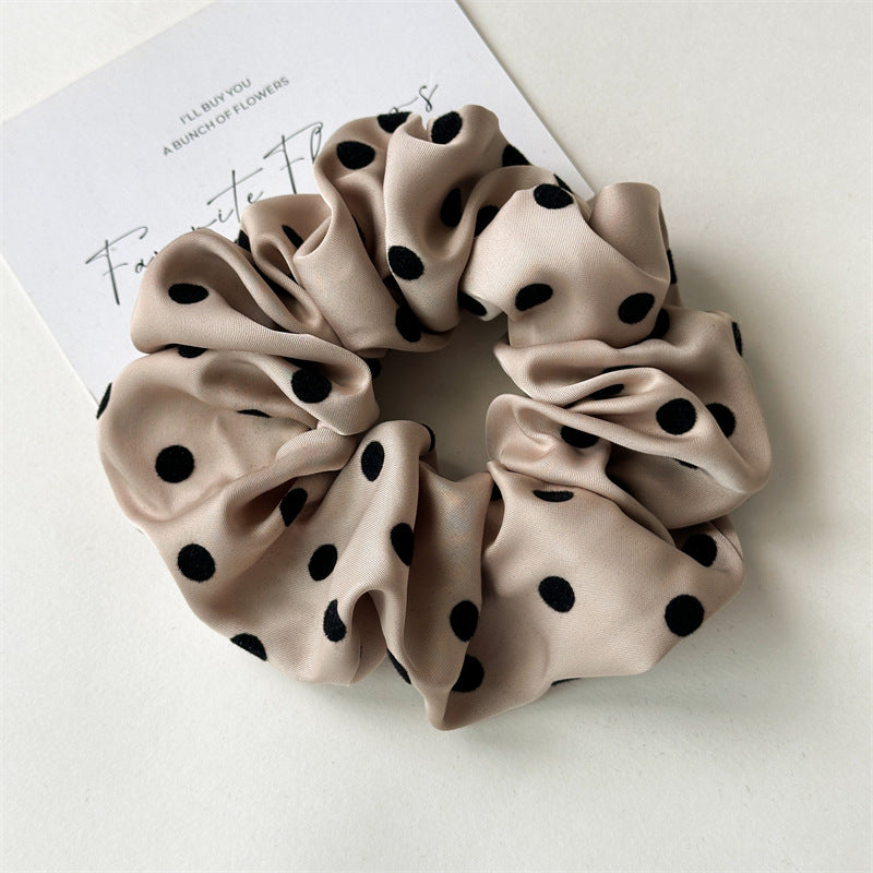Wholesale Satin polka dot pleated fabric Hair Scrunchies
