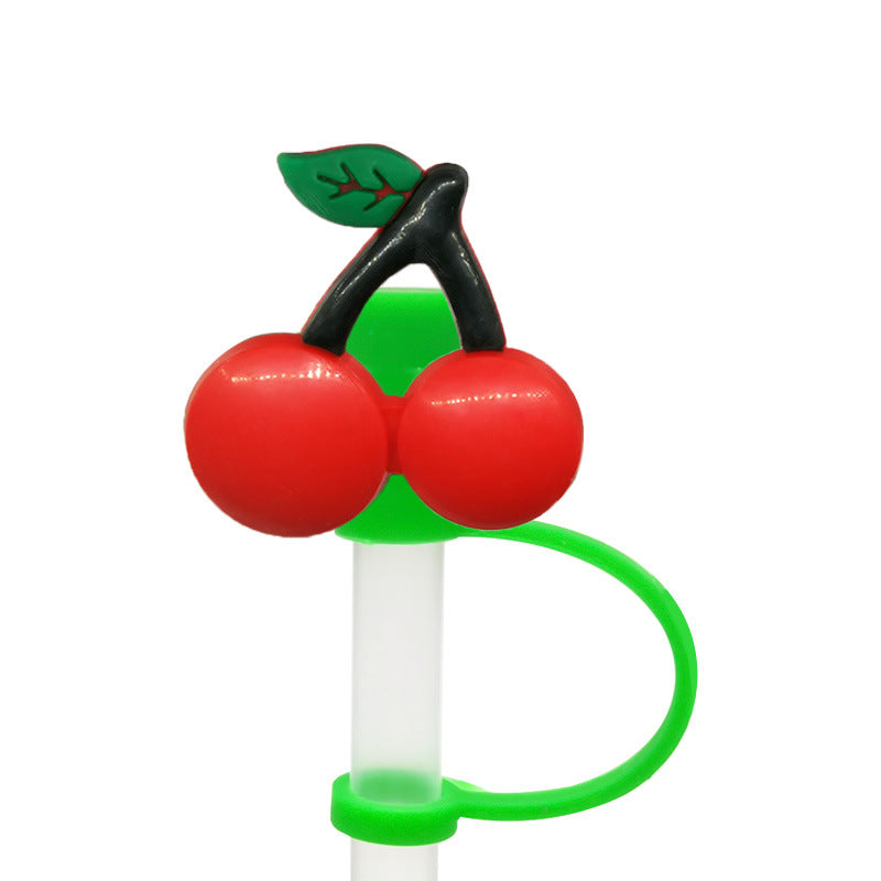 Wholesale 10pcs/pack Straw Cap Flower Fruit Straw Cover Silicone Dust Plug Party Straw