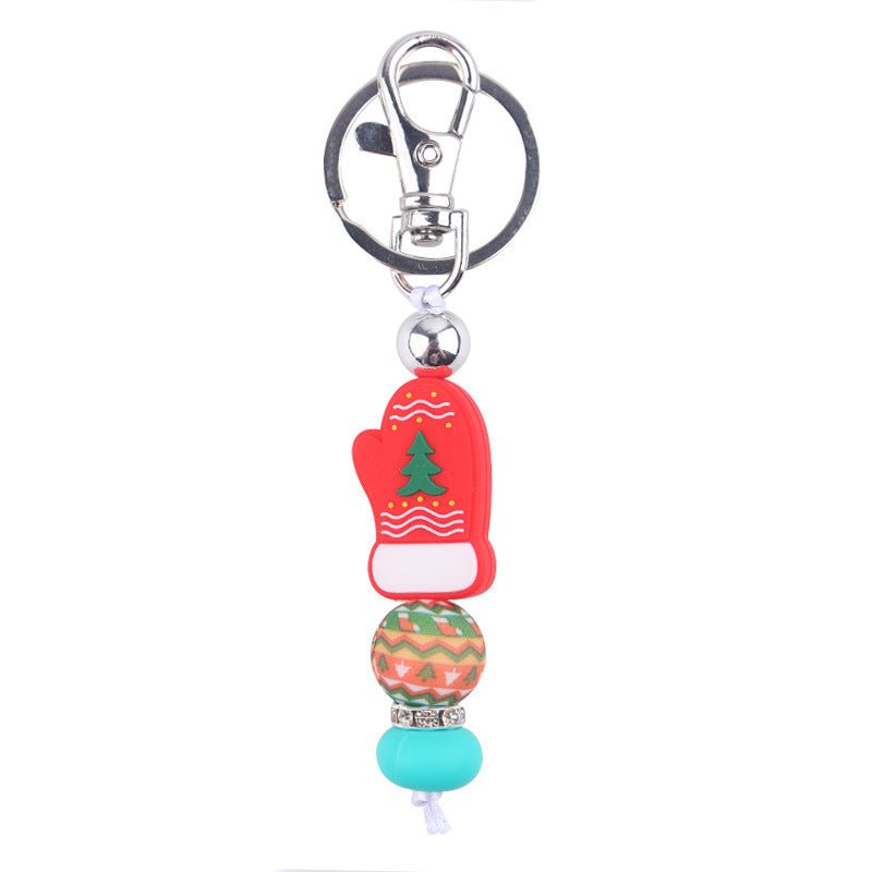Wholesale Christmas Series Silicone Beaded Keychain