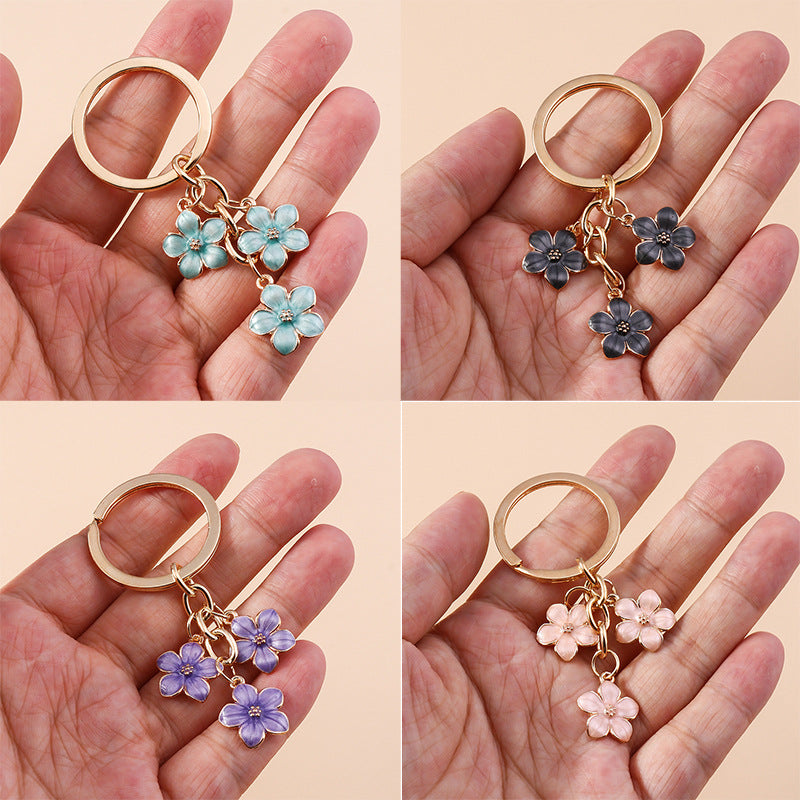 Wholesale Cherry Blossom Metal Keychain Flower Handbag Decoration Pendant Accessories