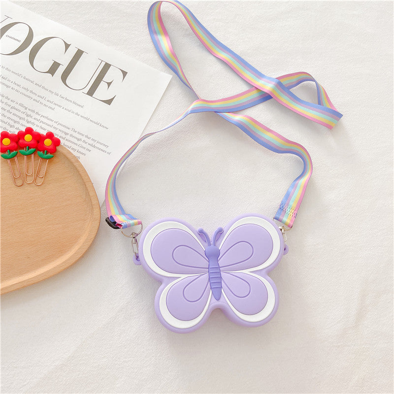 Wholesale Kids Double Sided Butterfly Silicone Messenger Bag