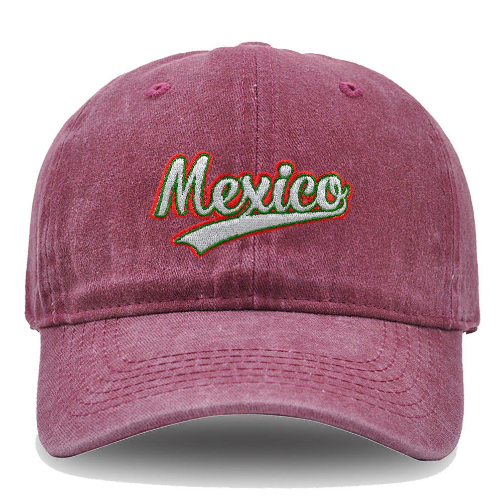 Wholesale Embroidered Mexico Washed Casual Sun Visor Baseball Cap